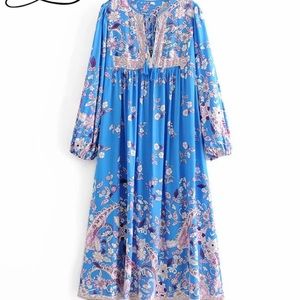 Periwinkle Chinoisserie dress